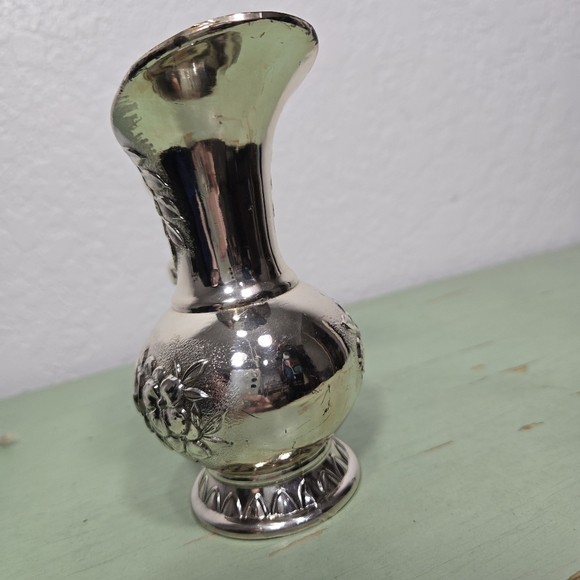 Small Silver Plated Floral Pitcher Delli Inc Japan Vintage - Picture 3 of 5